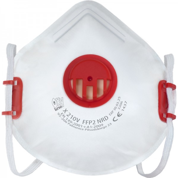 Masque de protection filtrant DONALD à coque avec valve FFP2 - sachet de 20 masques