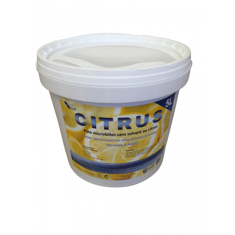 Savon pâte microbilles végétales citron seau 5 litres