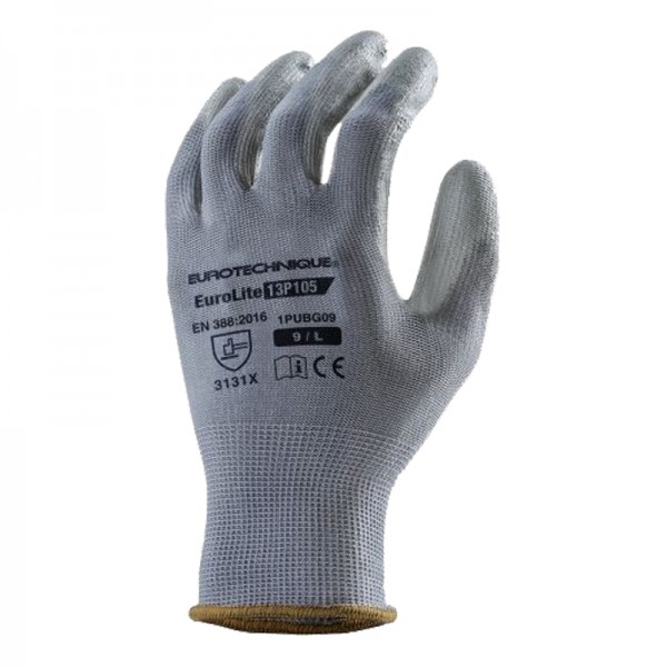 Gants polyester gris avec paume enduite PU