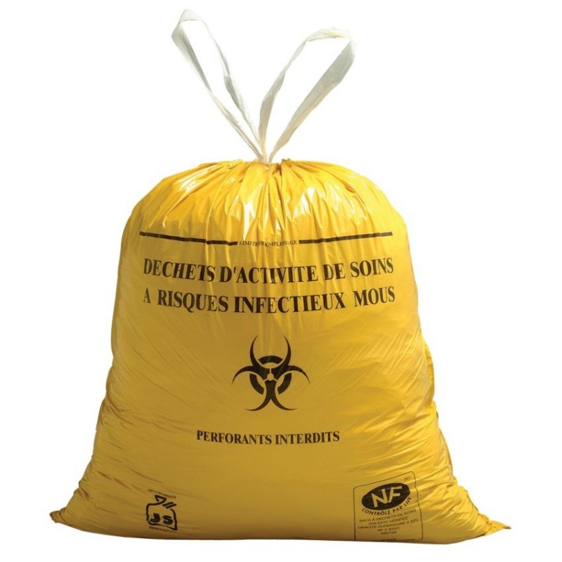 Sac poubelle jaune spécial hôpital 20L 19µ rouleau 25 sacs