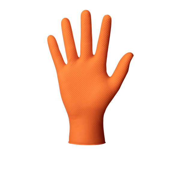 Gant nitrile orange extra fort avec picots
