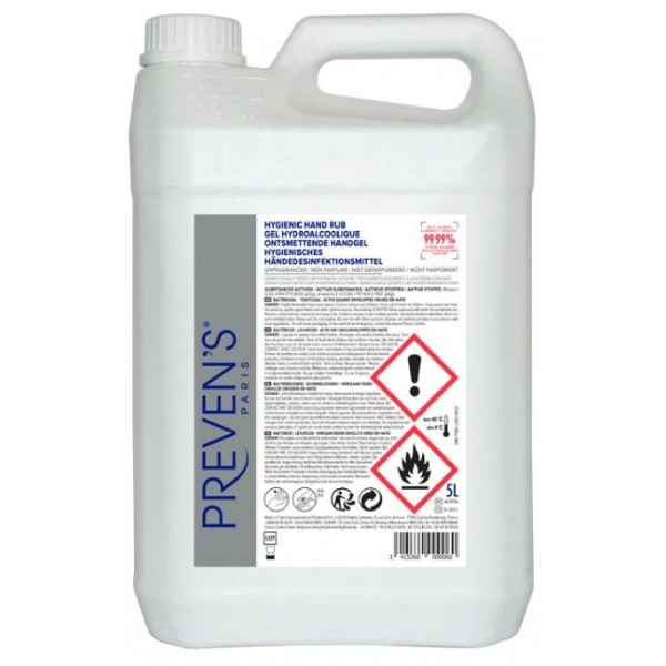 Gel hydroalcoolique inodore / incolore en bidon de 5 litres