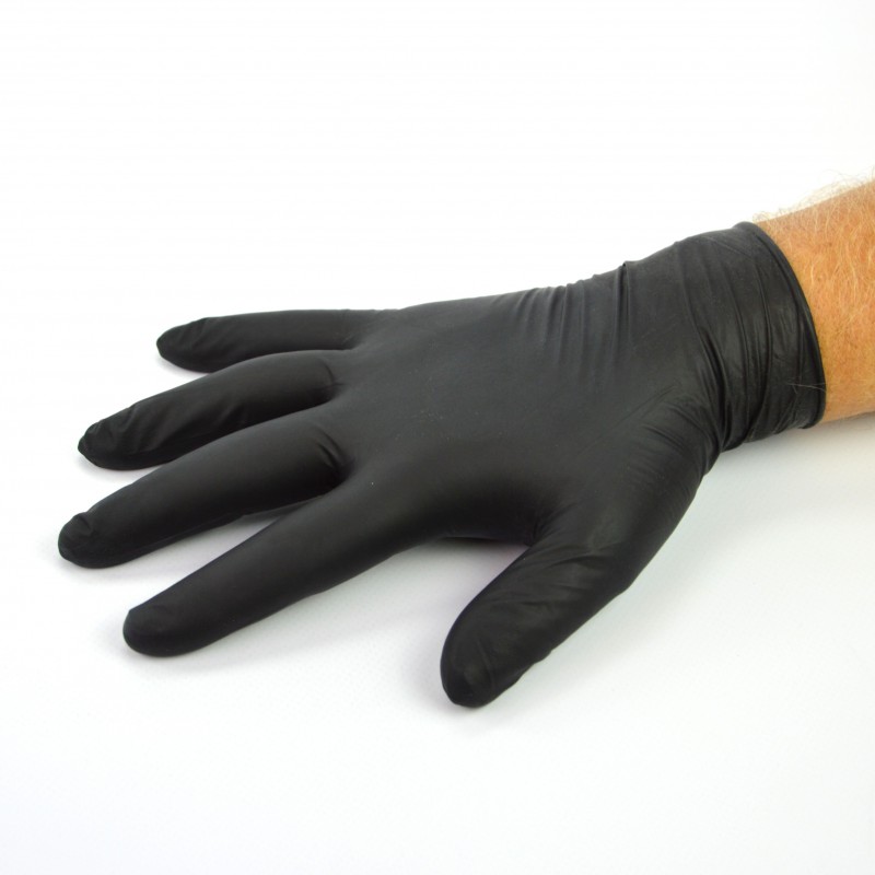 GANTS NITRILE NOIR M POIGNETS LONGS BTE DE 50