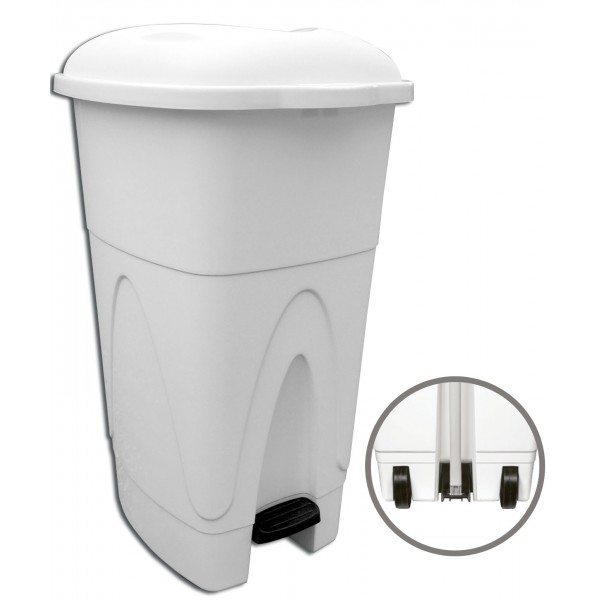 Poubelle à pédale 110L blanche alimentaire