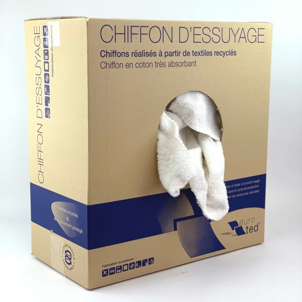 Chiffons d'essuyage absorbants 100% coton sac 1kg issus blanchisserie