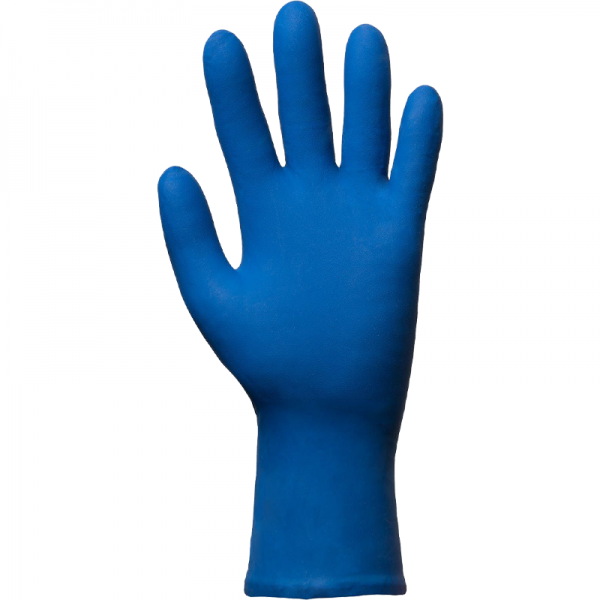 Gant en nitrile renforcé bleu idéal pour la manipulation de produits agressifs