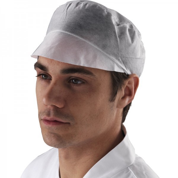 casquette blanche en non tissé avec coiffe