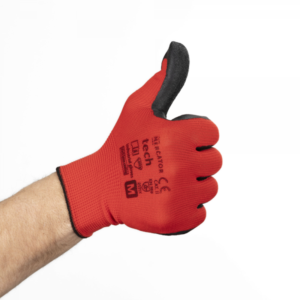 Gant de manutention rouge paume enduit latex rouge