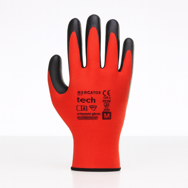Gant de manutention rouge paume enduit latex rouge