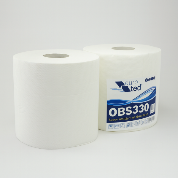 Bobine pure ouate blanche type 1000F micro gaufrée 24 x 30 cm