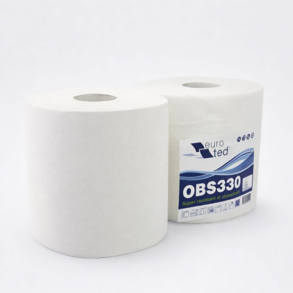 Bobine pure ouate blanche type 1000F micro gaufrée 24 x 30 cm