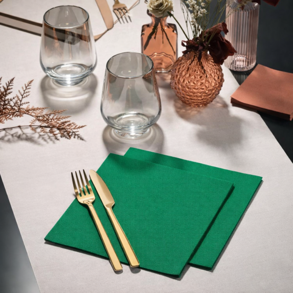 Serviette de table point à point 38 x 38 cm 2 plis VERT