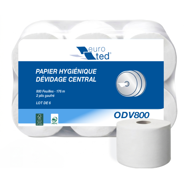 Papier Hygiénique Jumbo à Dévidage Central 800 Formats