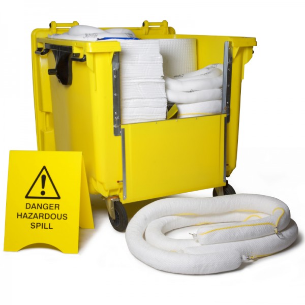 Kit antipollution sur roulettes - absorbant hydrocarbures - 600 litres