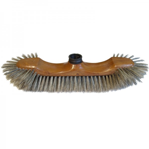 Balai demi-tête verni façon bois soie grise - 30 cm