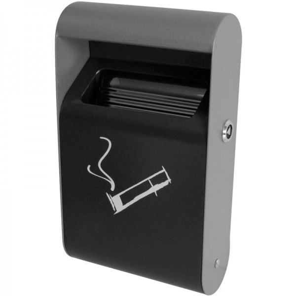 Cendrier mural extérieur en acier galvanisé noir - 1,5 L
