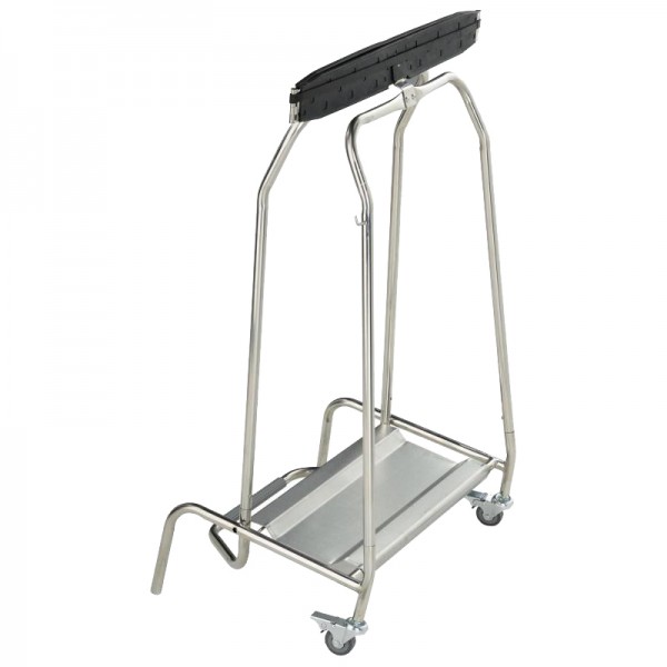 Support poubelle inox à roulettes et pédale - 110 litres